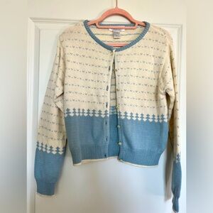 PETITE SOPHISTICATE: Blue & Cream Sweater